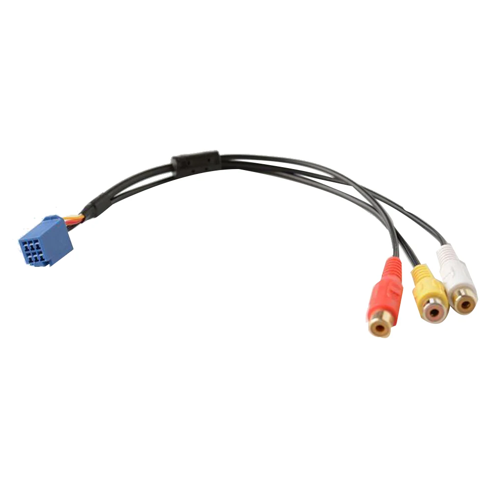 Car RCA Female Audio Video AV-In Cable Wire for Toyota Headunit 6Pin Blue A/V Port