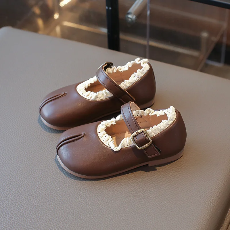 

Versatile Children Princess Fashion Flat Shoes Non-slip Girl Dresses Casual Shoes Sweet Ruffled Edge Kids Leather Shoes Elegant