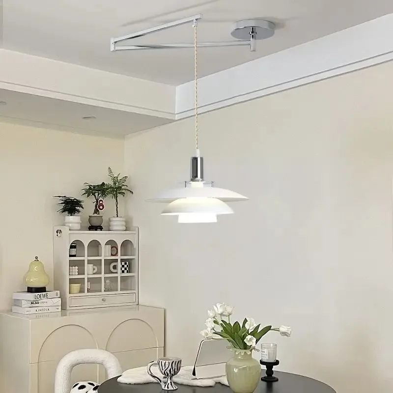 

Minimalist Nordic Living Room Pendant Lamp With Adjustable Rocker Arm For Dining Table Bedroom LED Hanging Ceiling Light