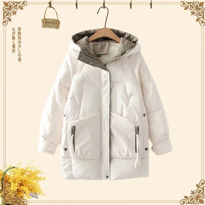 2024 Women Winter Warm Thick Hooded Cotton Down Jacket Newest Long Padded Parka For Women Oversize 3XL Winter Loose Cotton Coat