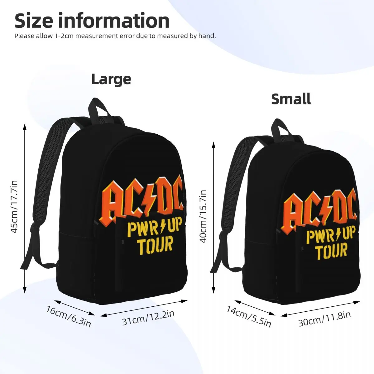 A-ACDCS Fashion Rock Band Backpack Outdoor High School Business Daypack for Men Women Laptop Canvas Bags