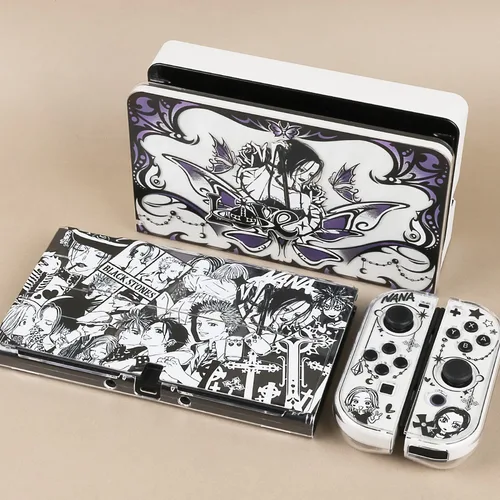 Imagen 2 del producto Funda protectora transparente inspirada en mangá compatible con Nintendo Switch / OLED - Carcasa rígida desmontable con estilo de anime, NANA
