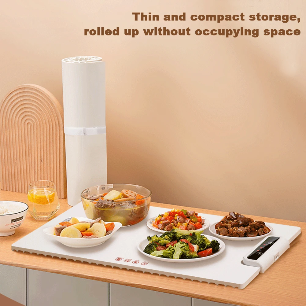 Electric Heating Tray with Adjustable Temperature Hot Plate Placemat Silicone Fast Heating for Parties Family Gatherings