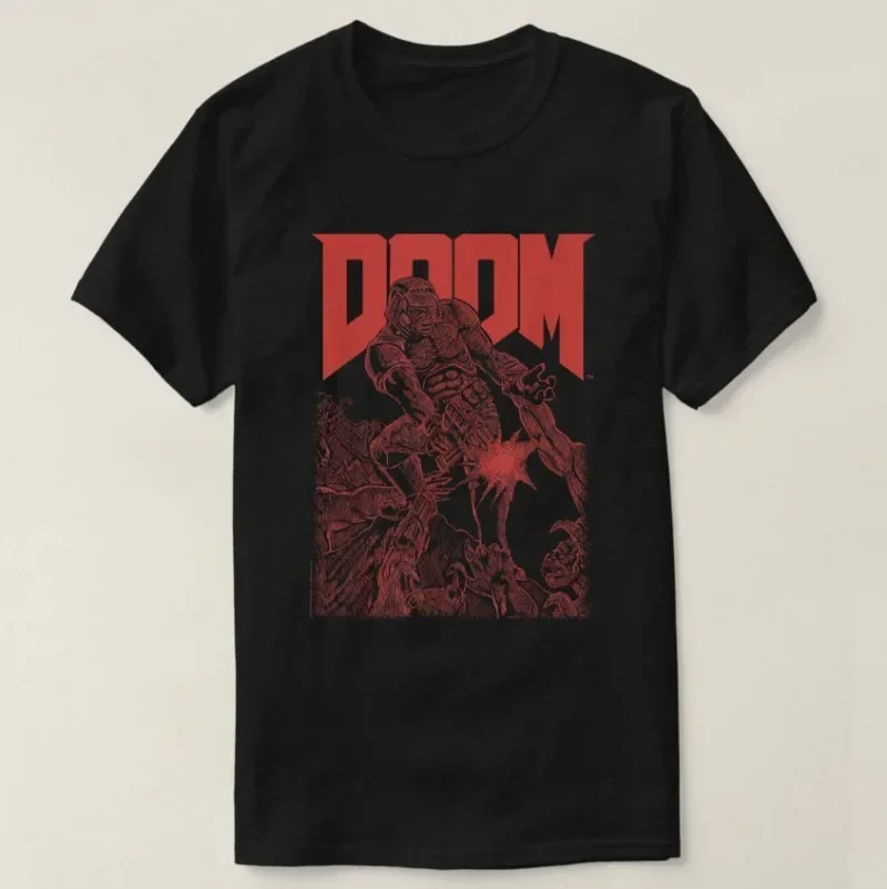 DOOM Red Sketched Cover Art Retro Video Game T-Shirt