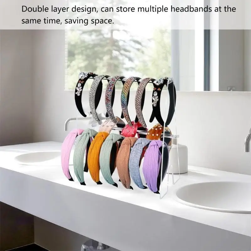  Versatile Sturdy Acrylics Hairband Stand Clear Display Rack for Multiple Bands Household Use Home Organization