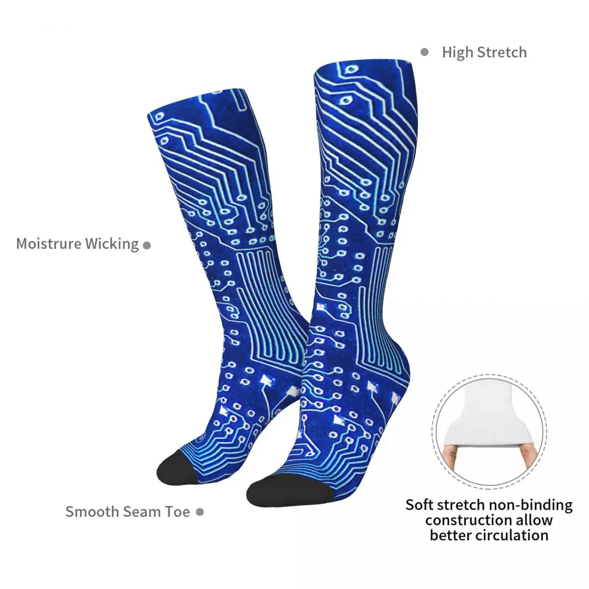 Electronics Circuit On PCB Printed Circuit Board Socks Harajuku Super Soft Stockings All Season Long Socks for Unisex Gifts