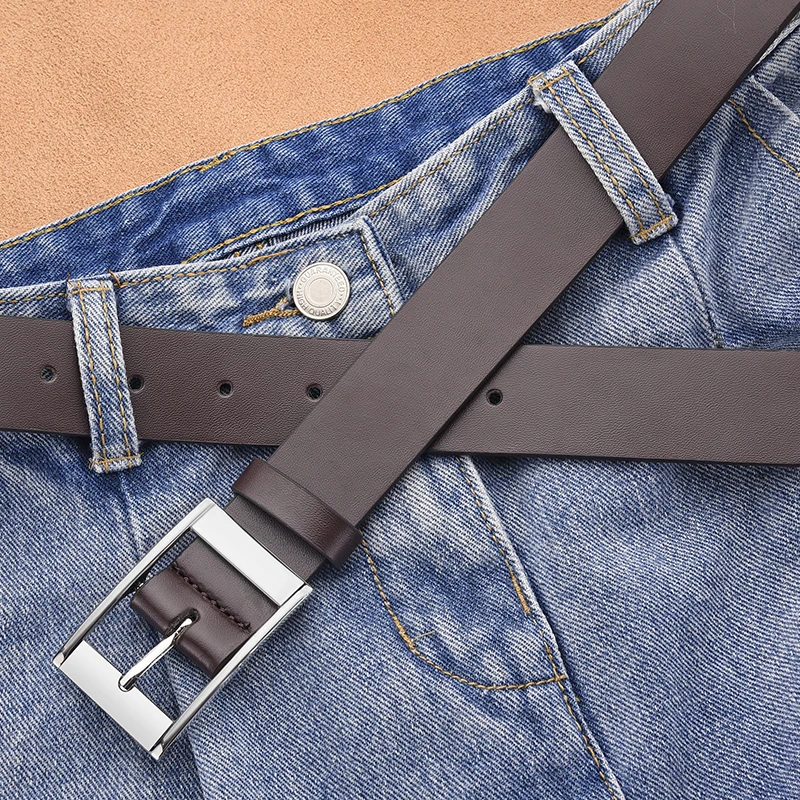 Neuer Luxusgürtel für Herren, PU-Ledergürtel mit Metallstiftschließe, hochwertiger Gürtel einer bekannten Marken-Designer-Marke, Jeansgürtel für Herren – Detail 5