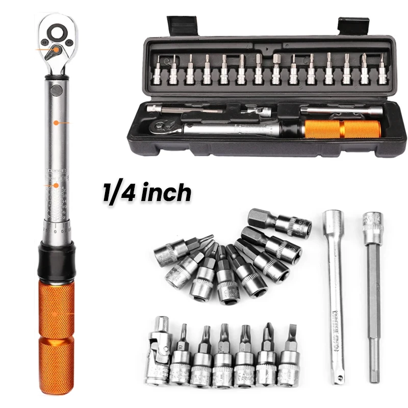 

19Pcs Mechanical Torque Wrench Set 1/4" Adjustable Torque Wrench for Mechanical Workshop Car Repair Tool High Precision Set