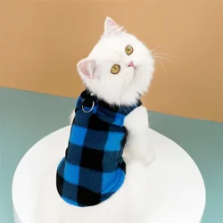 2024 New Pet Clothing Spring Autumn Winter Fleece Plaid Vest Teddy Bear Dog Cat Clothing