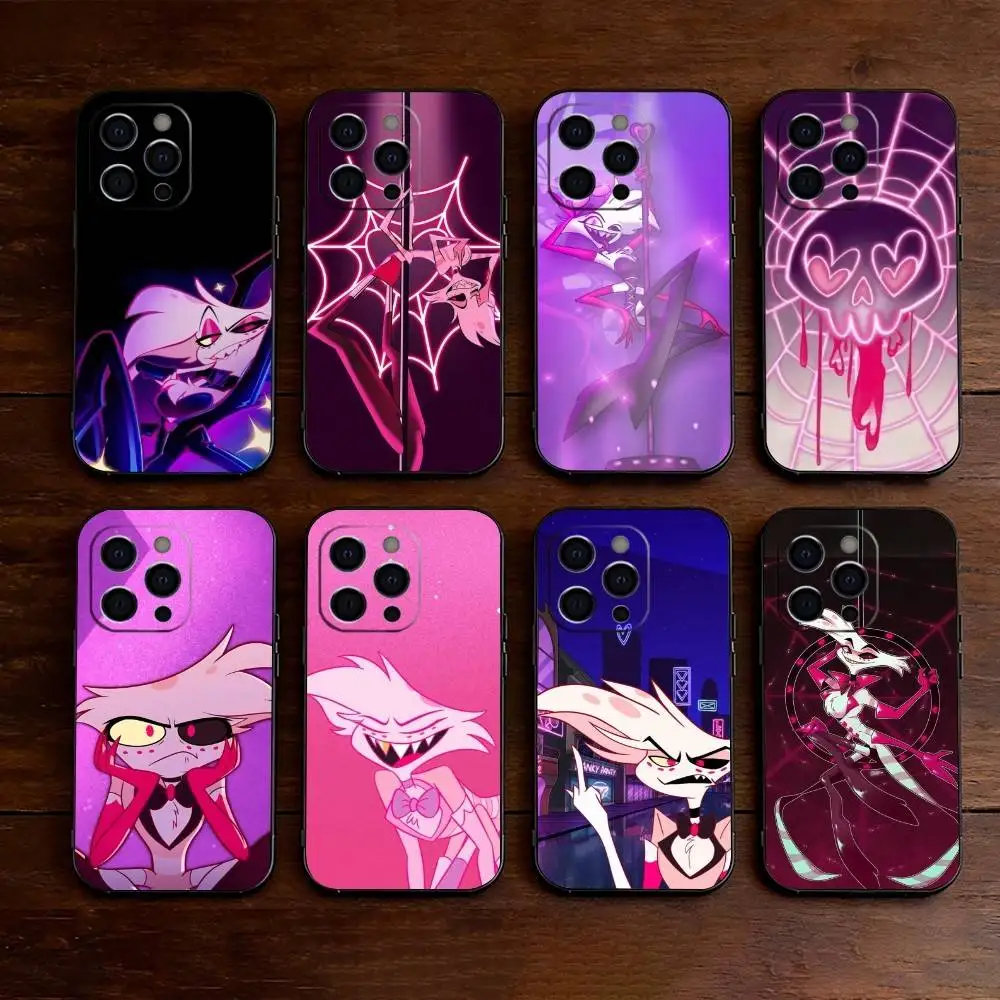 A-Angel Dust H-Hazbin H-Hotel  Phone Case For iPhone 17,16,15,14,13,12,11 Plus,Pro Max,XS,Soft Silicone Black Cover