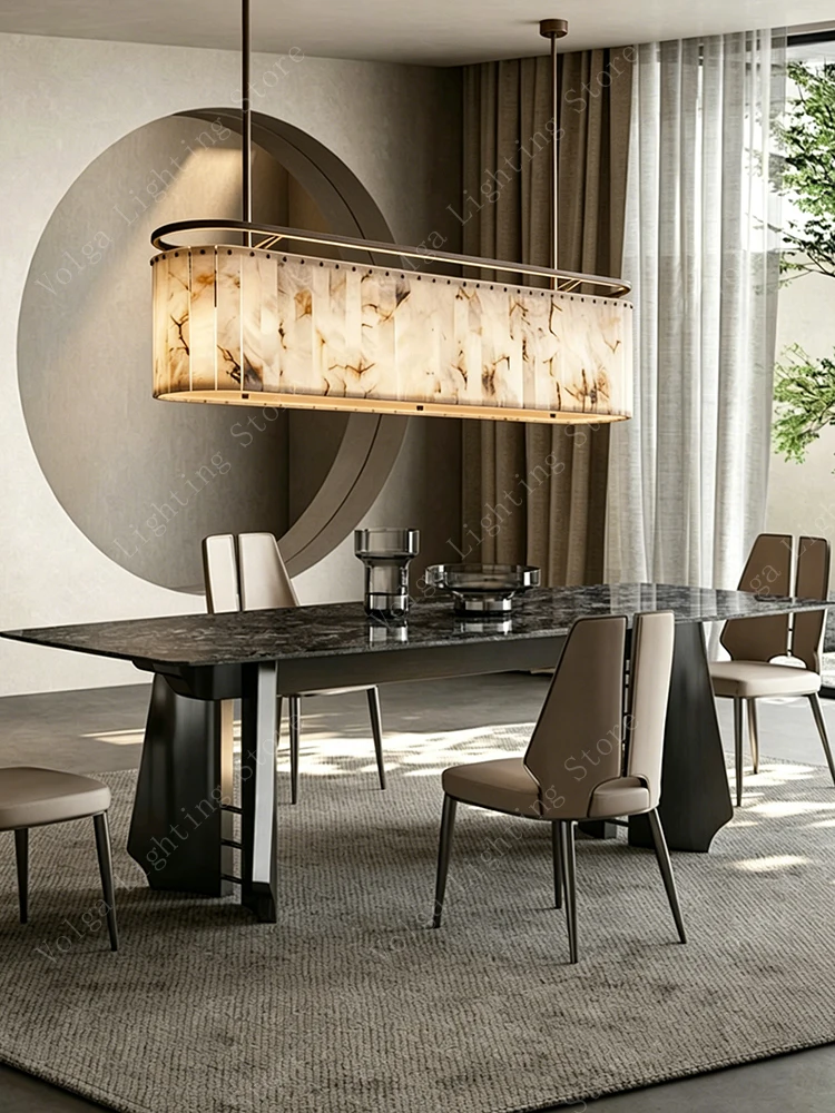 Postmodern Luxury Imitation Marble Chandelier Lights, Minimalist Gold Dining Room Decor Chandeliers Lamparas De Techo