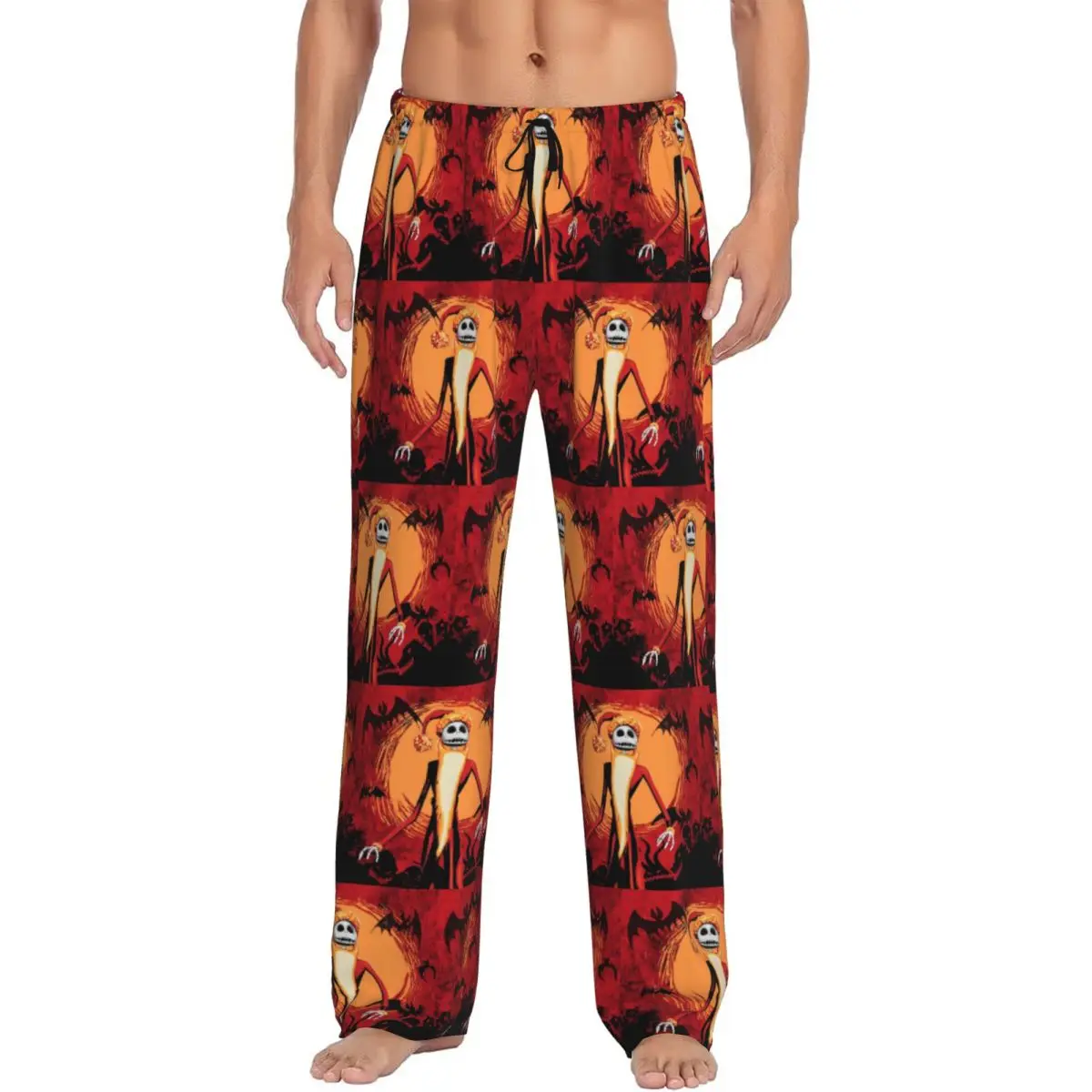 

Custom Jack Skellington Pajama Pants Sleepwear Men's Elastic Waistband Living Skeleton Sleep Lounge Bottoms with Pockets