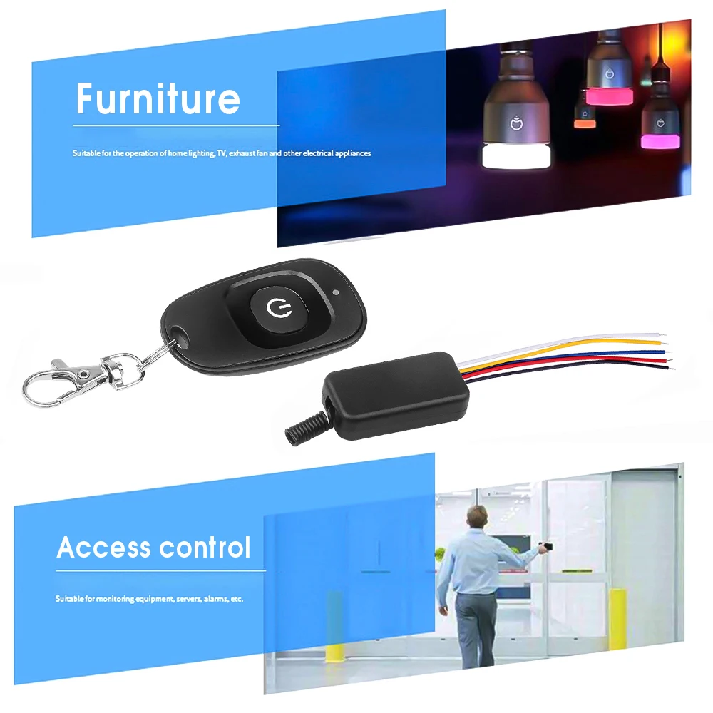433Mhz DC5V-12V Power Switch LED Light Stick 1CH  Relay Wireless RF Remote Control 433mhz Switch  with Receiver Transmitter
