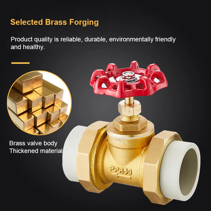 صمام بوابة نحاسي PPR PPR20/25/32/40/50/63 مفتاح أنابيب مياه الصنبور المزدوج الذوبان الساخن