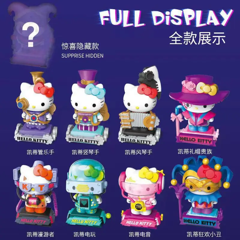 

Фигурка Hello Kitty, игрушки Kuromi Sanrio Surprise Box, оригинальная мелодия, игрушечная кукла, подарки для девочек на день рождения, экшн-экшн