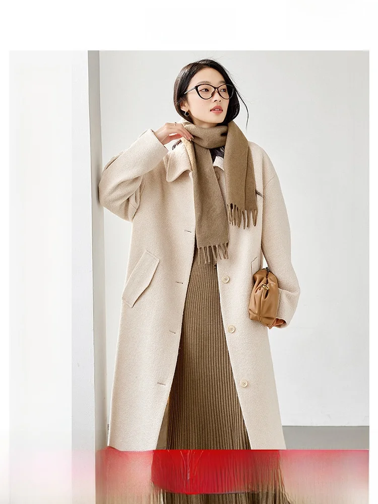 

Thiened Cotton Lined Long Woolen Coat for Women Winter New Sle Warm Woolen Tweed Coat Commute Artistic Sle Single Butto...