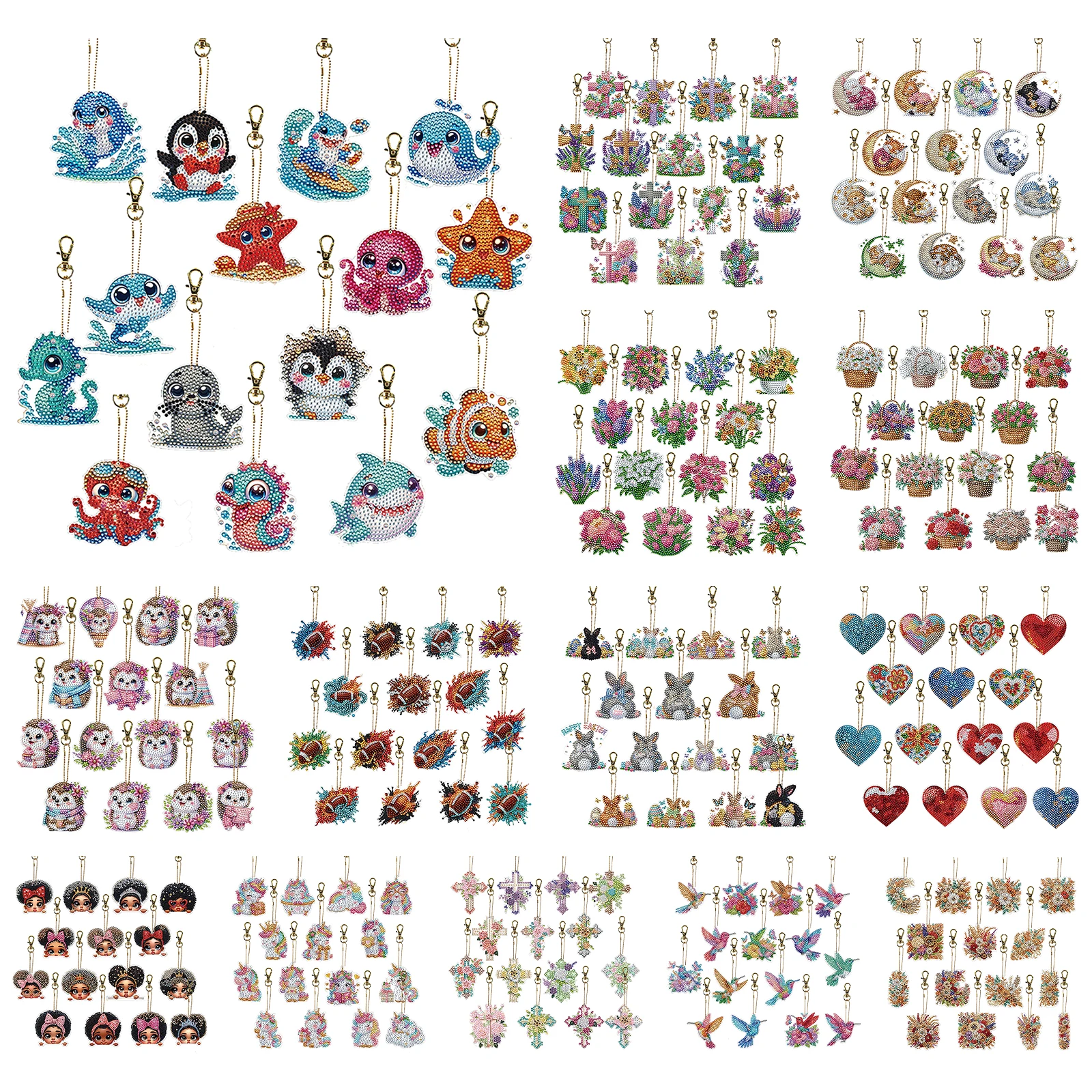

15Pcs DiY Diamond Art Hanging Key Rings Double-Sided for Beginners Birthday Crafting Home Party Decor