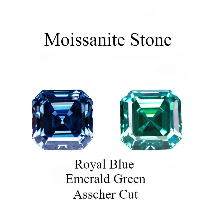 

Moissanite Stone Asscher Cut Natural Color Beads For Charms Jewelry Making DIY Ring Necklace Earrings Main Materials Certificate