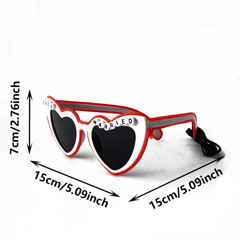 Hot Sale Glowing Glasses Night Club Performers Wedding Neon Supplies Just Married Heart Shaped Glasses Girl Women Light Up Props