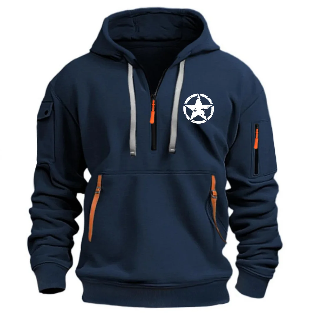 الرجال عبر الحدود البلوز عارضة الرياضة هوديي الخريف والشتاء أعلى مع الذراع جيب سستة هوديي الشارع الصوف البلوز