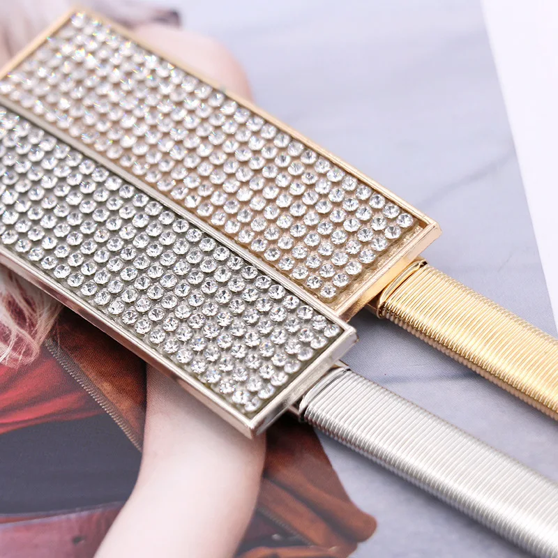 Women Simple Generous Spring Belt Cross border Waist Chain Fashion Casual Decoration Rhinestone Metal Hook Elastic 66-100cm