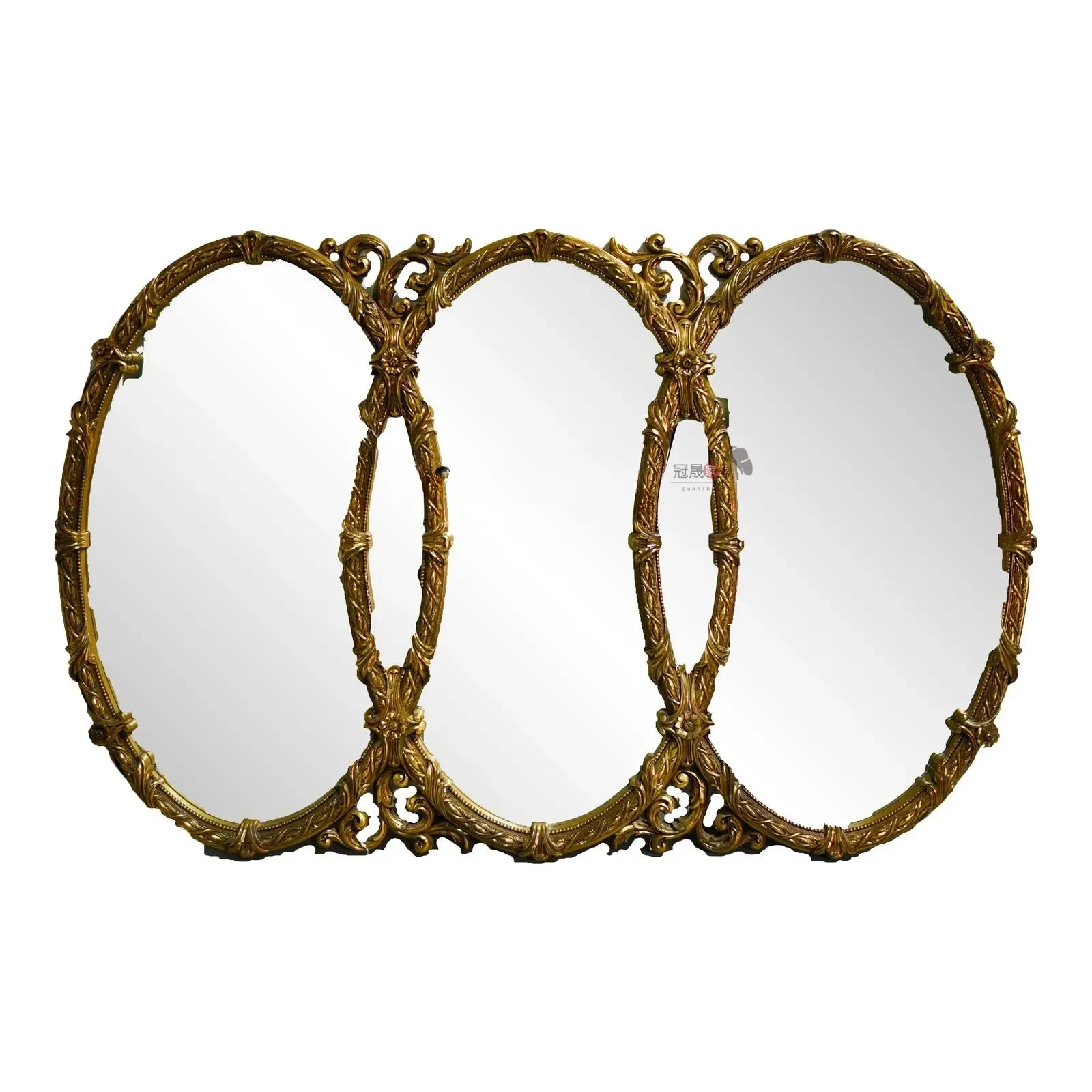 

Европейское ретро зеркало для макияжа, настенное подвесное резное трехстороннее зеркало для ванной комнаты, зеркало специальной формы для спальни