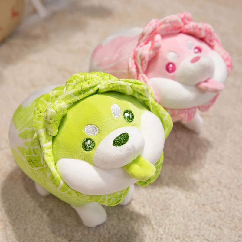 Kreative Kohl-Shiba-Inu-Hund-Cosplay-Plüschtiere, gefüllte Gemüse-Elfen-Tierpuppe, Wurfkissen, Sofakissen, Weihnachtsgeschenk