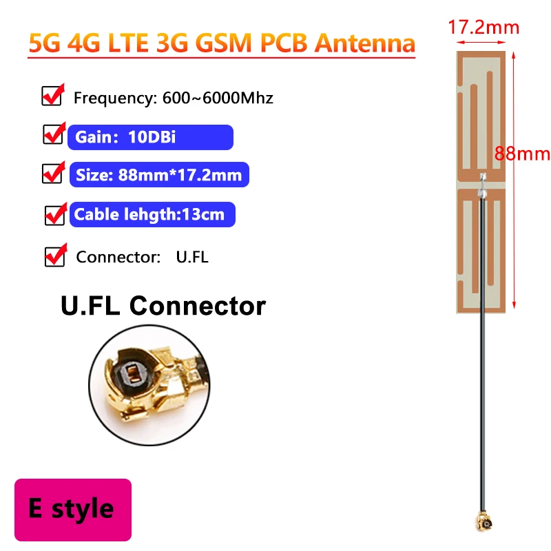 10PCS 5G 4G LTE 3G GSM Interne FPC Printplaat Patch Antenne 600 ~ 6000Mhz Omni WiFi 8 ~ 10DBI Antenne Signaal Boost U.fl