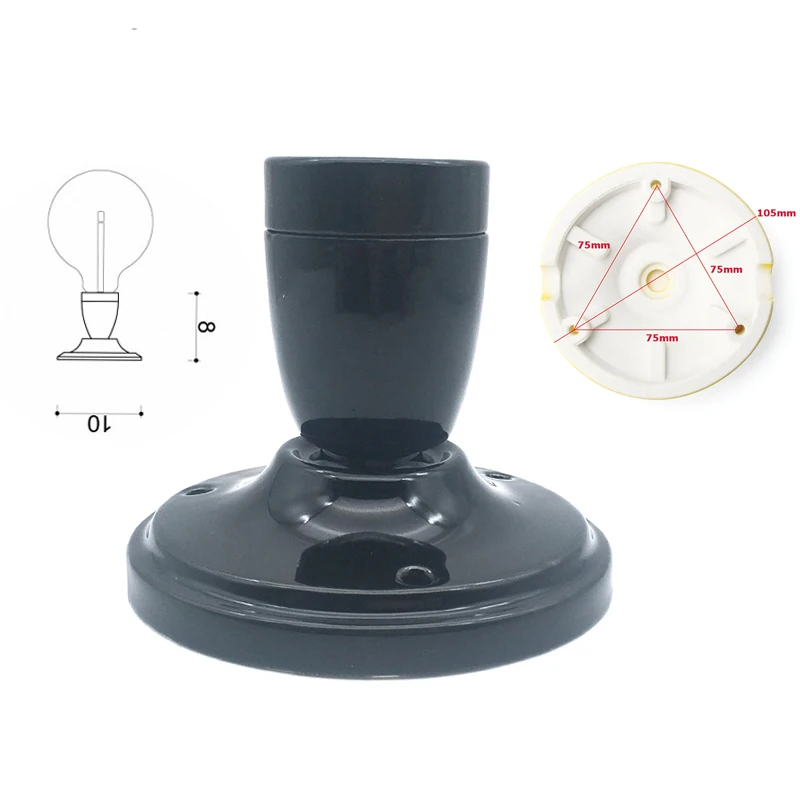 Ceramic Lamp Socket With Ceiling Canopy Rose E27 E26 Pendant Wall Lamp Kit Simple Porcelain Pendant Wall Lamp Set