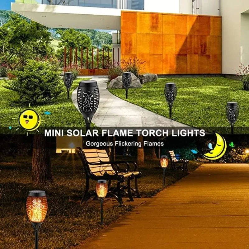 1/2/4 12LEDTorch Solar Landscape Lights Outdoor Decorative Lights for Garden Terrace Courtyard Automatic Switch IP65 Waterproof