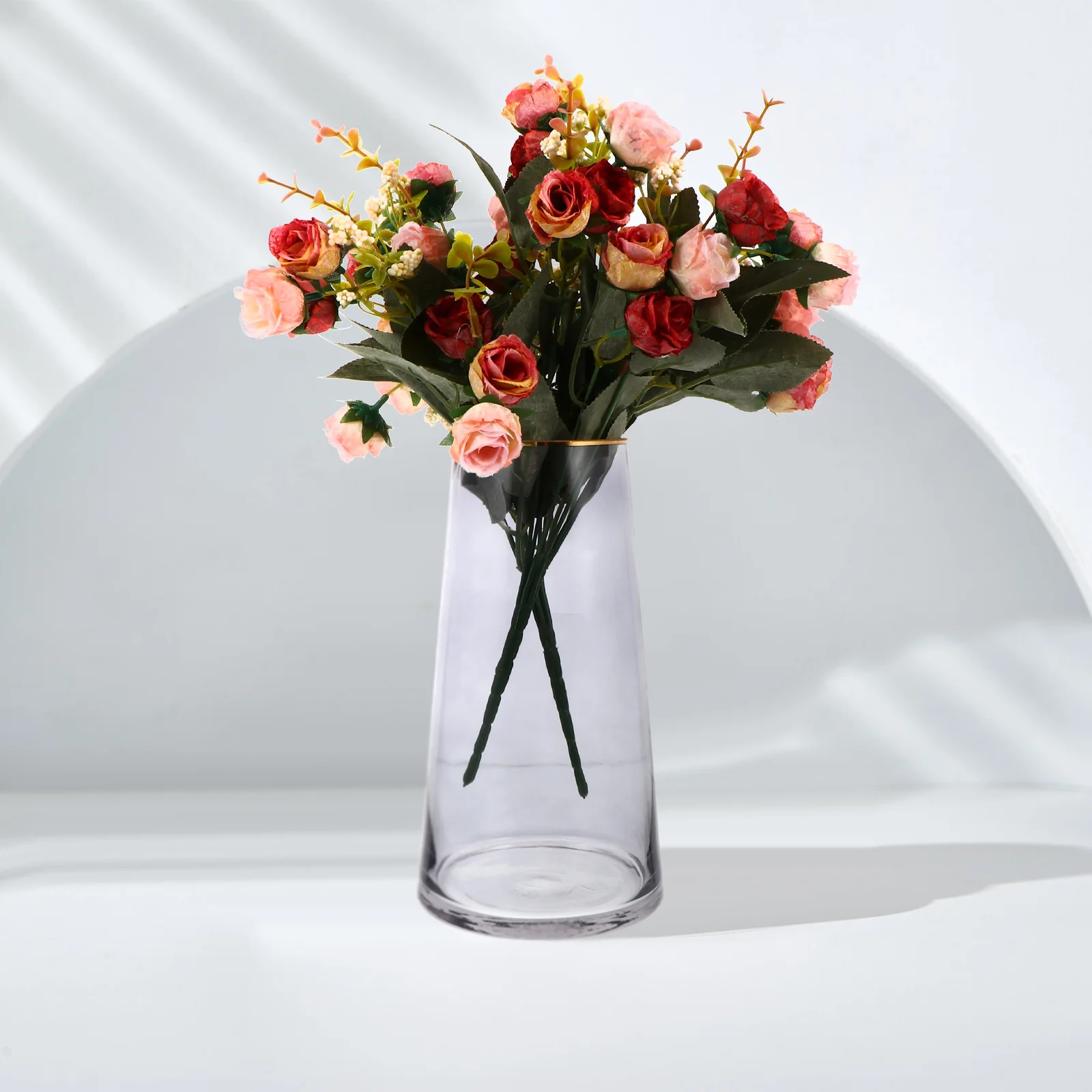 

1Pcs Flower Vase Chic Design Smooth Lines Desktop Flower Arrangement Pot for Office Home Glass Vases