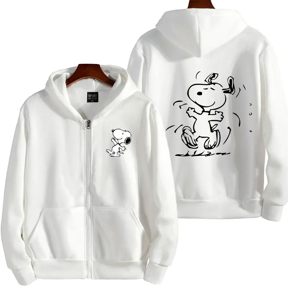 Snoopy Cartoon Anime Women Zip Up Hoodie Jacket Spring Autumn 2024 New Fashion Men Sweatshirt Couple Oversized Clothes Coats