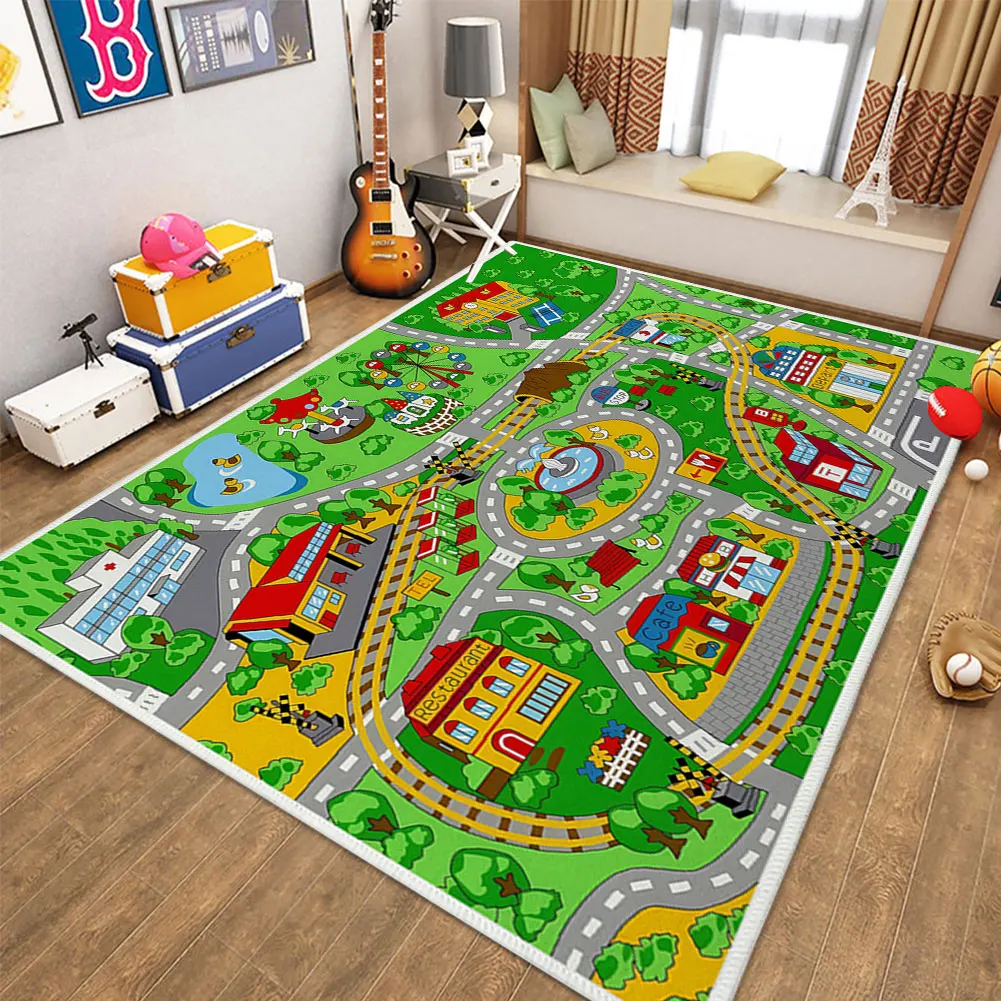 Road Mat Children Traffic Car Map Boy Girls Educational Toy Road Carpet Playmat For Baby Mats Cartoon City Rug Kids Toys Games