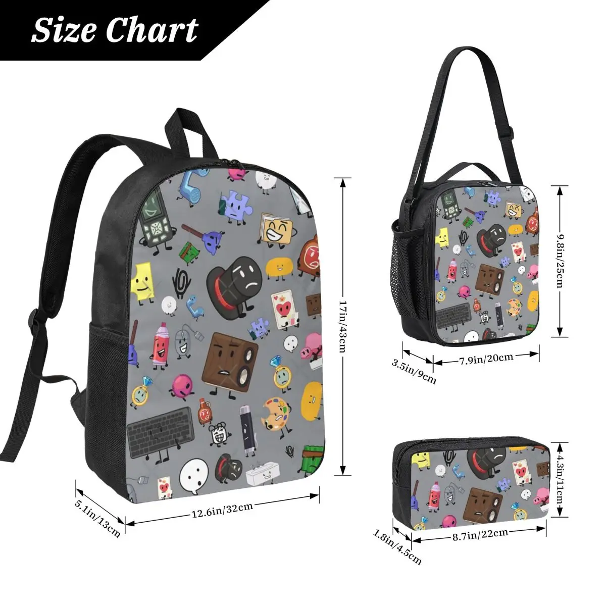 3Pcs The Nightly Manor Backpack Set for Boy Girl Pencil Boxes Bookbag Sets with Lunch Box For School Students Knapsack