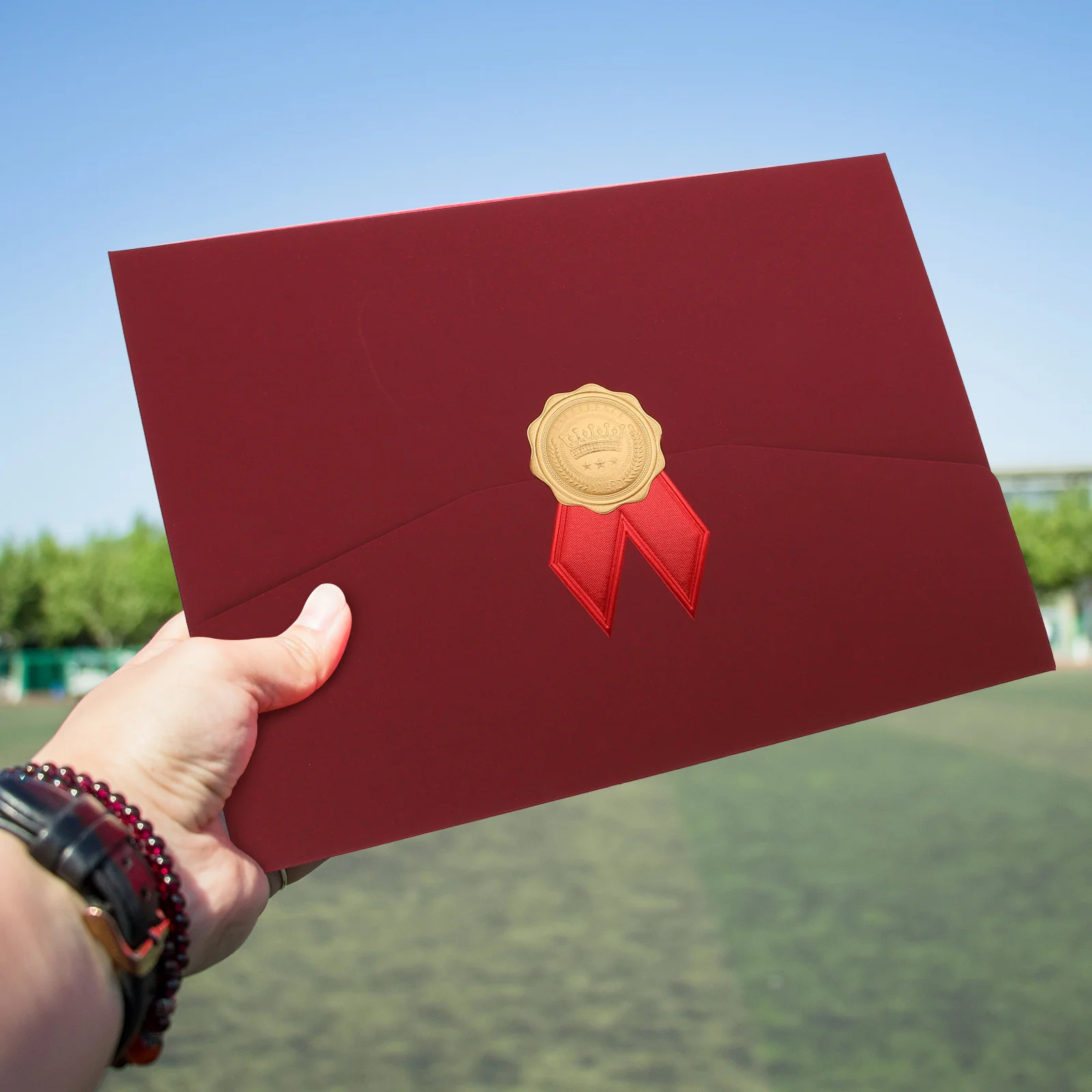 

2pcs Certificate Cover Thick Card Paper Diploma Holder Graduation Award Folder Protective Envelope Document Covers Stylish