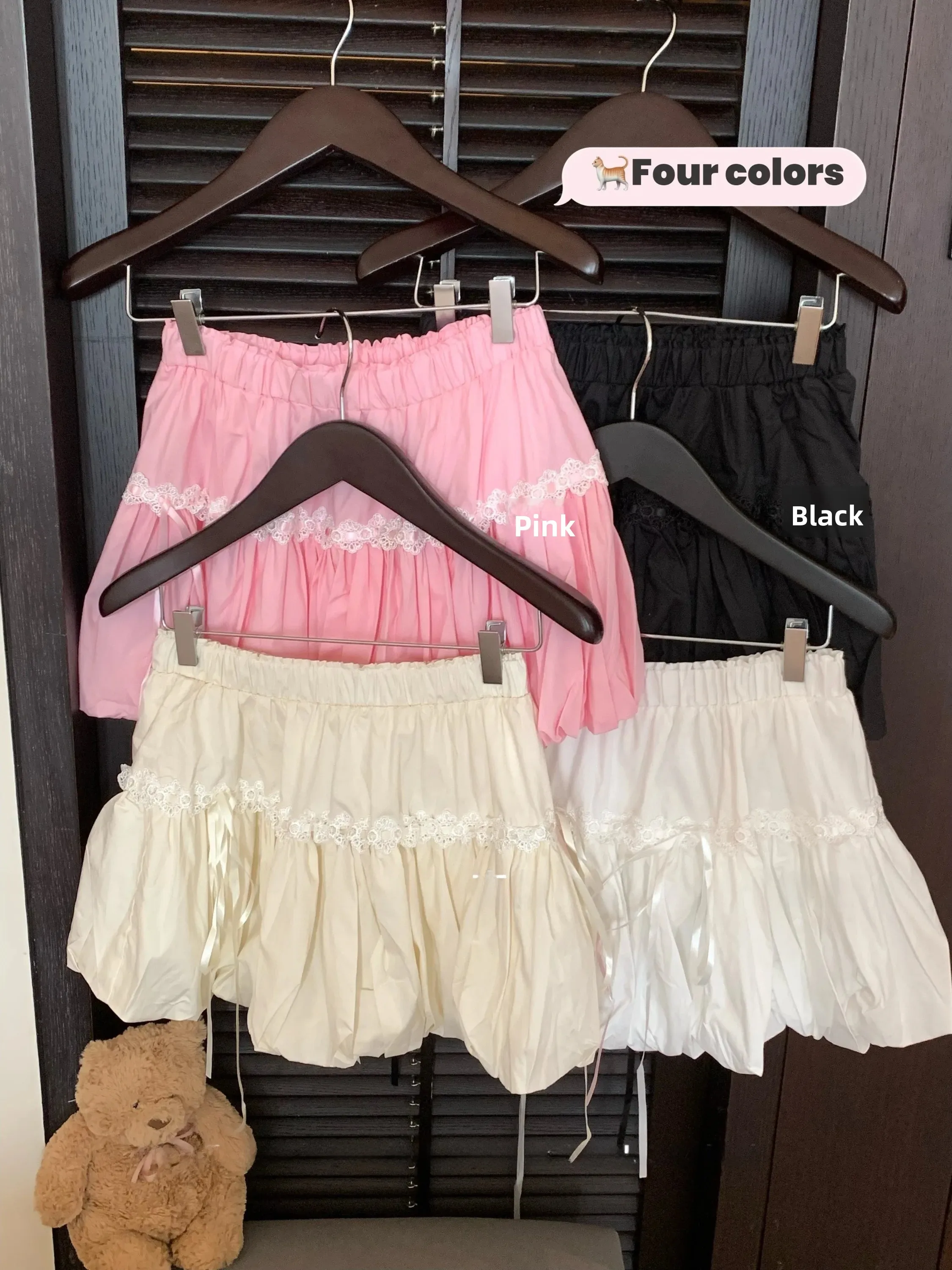 

Sweet Style Lace Splicing Bloom Half Skirt Short Women's Summer High Waist Anti-Light A-Line Puffy Skirt Polyester Fiber