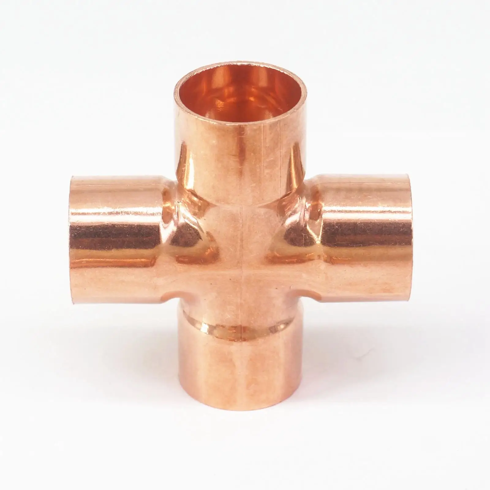 Inner Diameter 22x1mm Copper End Feed Cross 4 Ways Pipe Adapter Air Conditioner Refrigeration