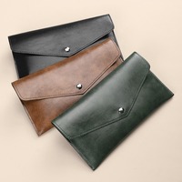 New PU Leather Wallets Large Capacity Portable Business Card Case Coin Pouch Men