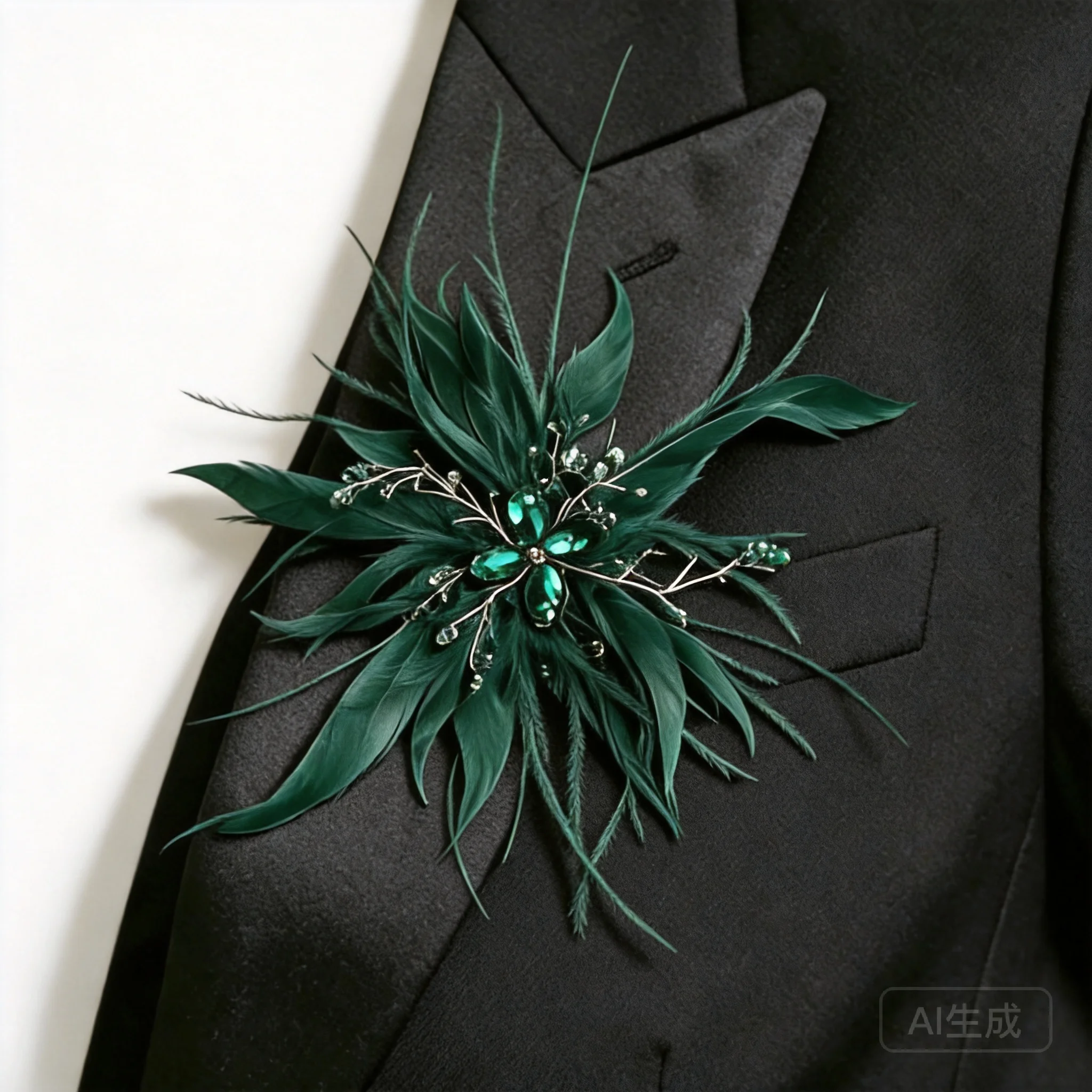 Chinese Style Lucky Handmade 18cm Feather Flower Brooch For Women Wedding Party Evening Dress Elegant Corsage Apparel Accessorie