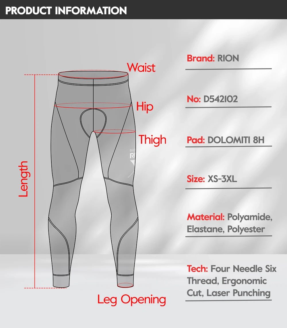 RION Fahrradhose für Herren und Damen, Winter-Thermo-Fahrradhose, MTB-Tights, gepolsterte Rennrad-Trägerhose, spritzwassergeschützt, winddicht, 7H 8H – Detail 2