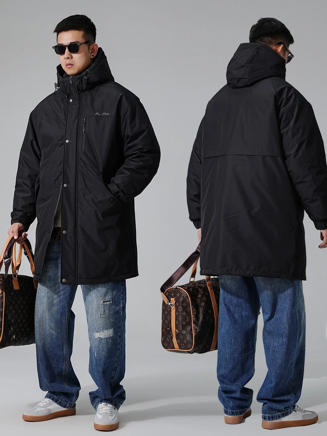 

Высококачественная американская мужская удлиненная пуховая куртка с капюшоном, утепленная, из полиэфирного волокна, повседневная, с плотным наполнителем