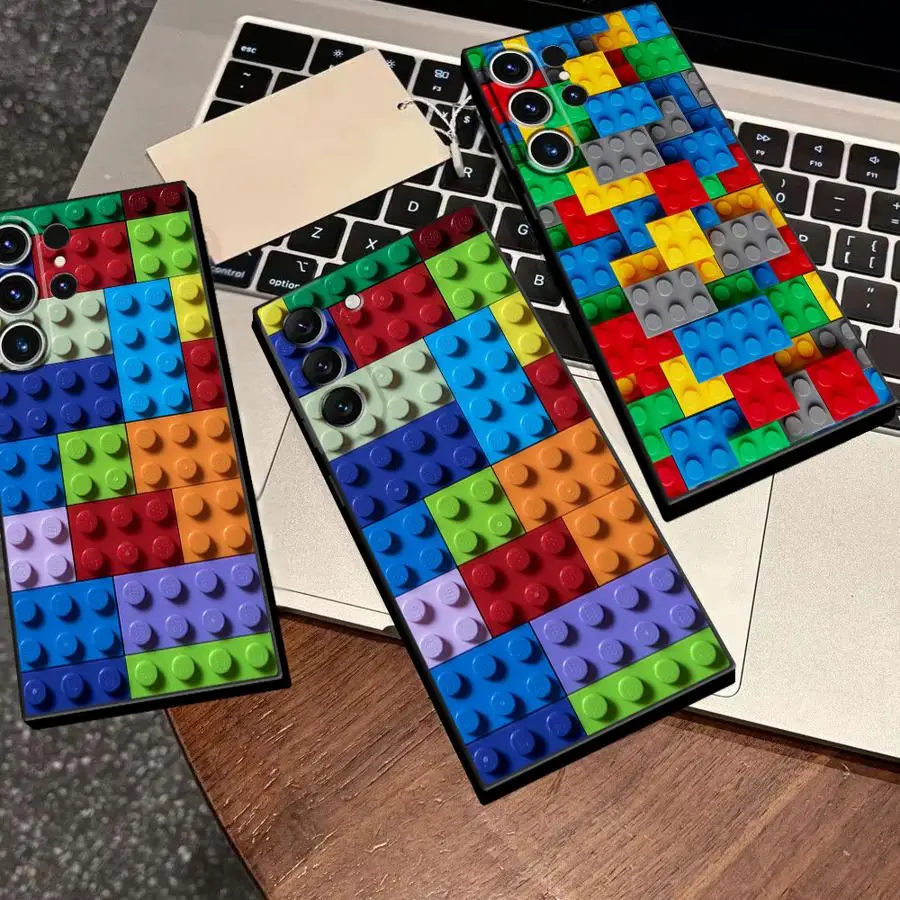 Phone Cover Case for Samsung Galaxy S26 Ultra S25 Plus S21 S23 S20 FE Note 20 10 S24 S22 Building Blocks Puzzle Cool