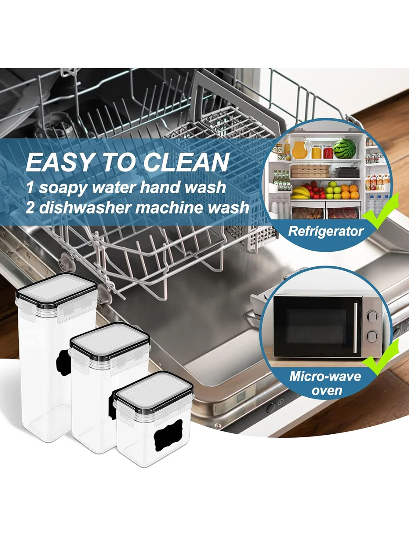 6pcs Airtight storage bins, multi-purpose leak-proof and reusable food storage jars, portable and stackable food airtight bins f