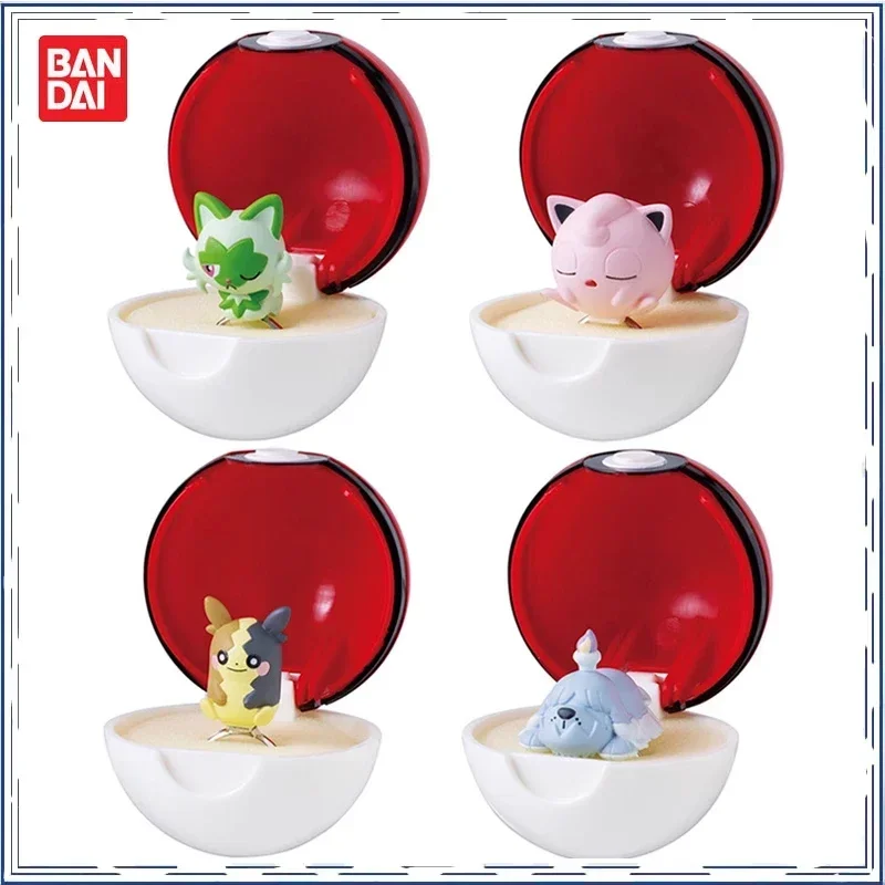 BANDAI Anime Pokemon Ring Jigglypuff Sprigatito Morpeko Greavard Gifts for Children Genuine Action Figure Model Toys