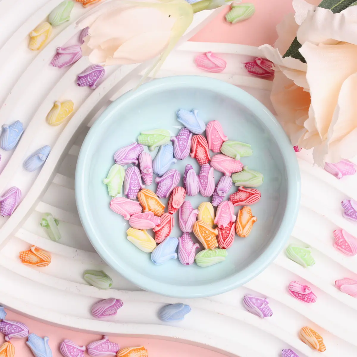 10/20/40Pcs Flower Moon Shell Multicolor Loose Beads For Jewelry Makings DIY Craft Necklace Bracelet Earrings Pendant Wholesale