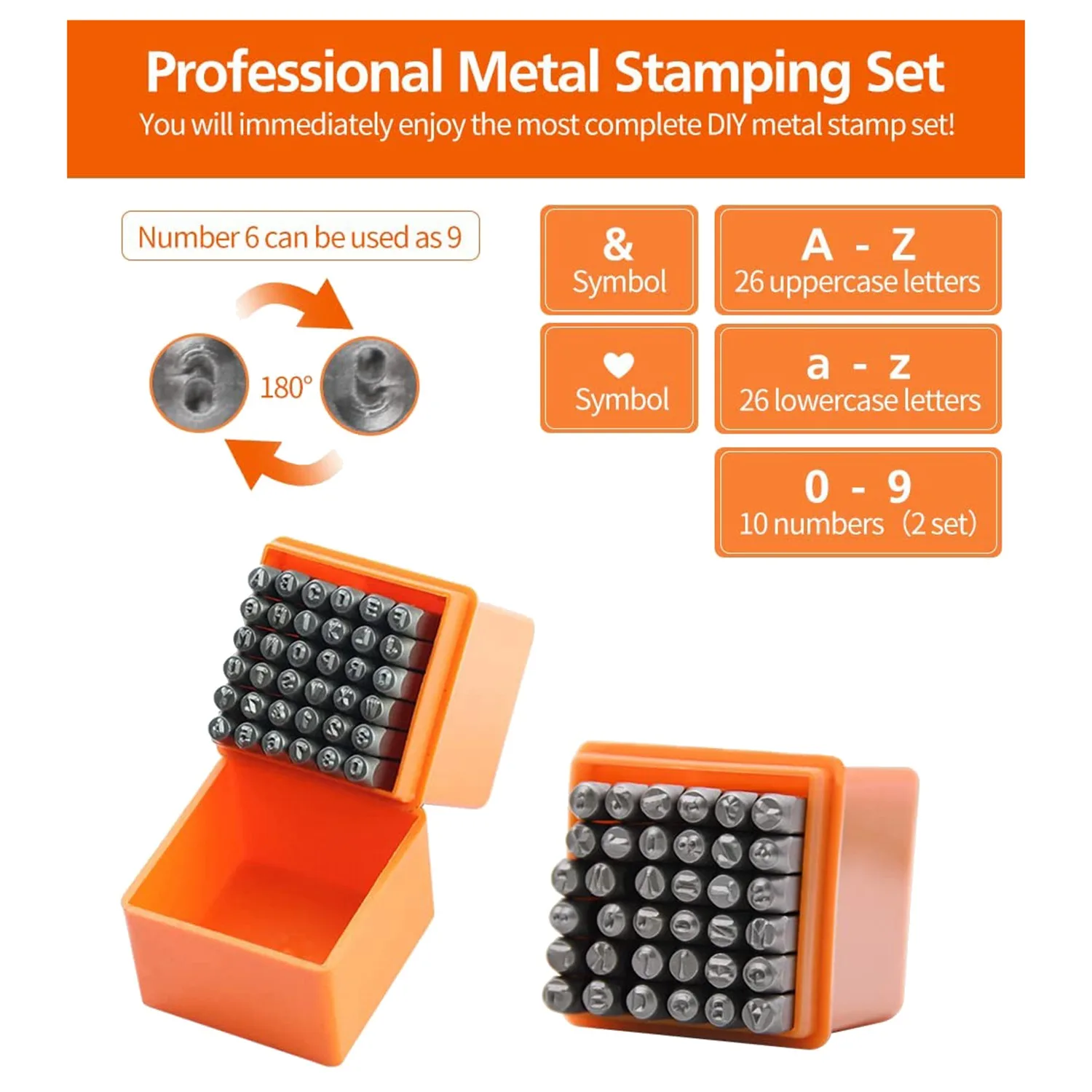 Metal Stamping Kit, 74 Pcs 0.3cm Art Font Uppercase and Lowercase Letter Punch and Number Punch Set, Metal Stamping Jig