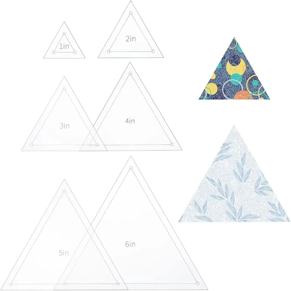 

6Pcs Free Motion Triangle Quilting Template Set Acrylic Transparent Quilting Rulers for Machines Quilting DIY Designs On Shirts