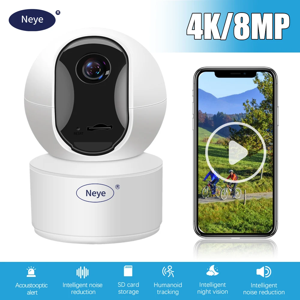 

IP-камера N_eye для домашней безопасности, 8 Мп, 4K, видеоняня, Wi-Fi, с инфракрасным ночным видением и аудиомонитором