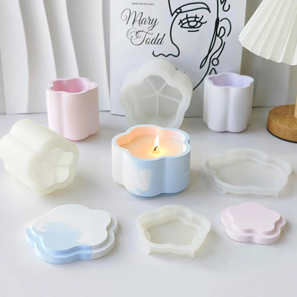 Flower-shaped Wax Cup Mold Silicone Mold Resin Casting  Plaster Cups Wax Molds Pencil Holder Storage Box Mould Easy To Demold