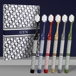 [6-Pcs Gift Boxes] High-value printing household adult couple travel efficient cleaning soft-bristled toothbrush
